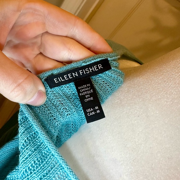 Eileen Fisher Teal Blue Crew Neck Lightweight Pullover Sweater RN78121 Sz Medium - Picture 6 of 7